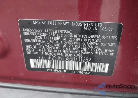 2009 Subaru Forester 2.5X from USA, damaged, VIN JF2SH61689H731282